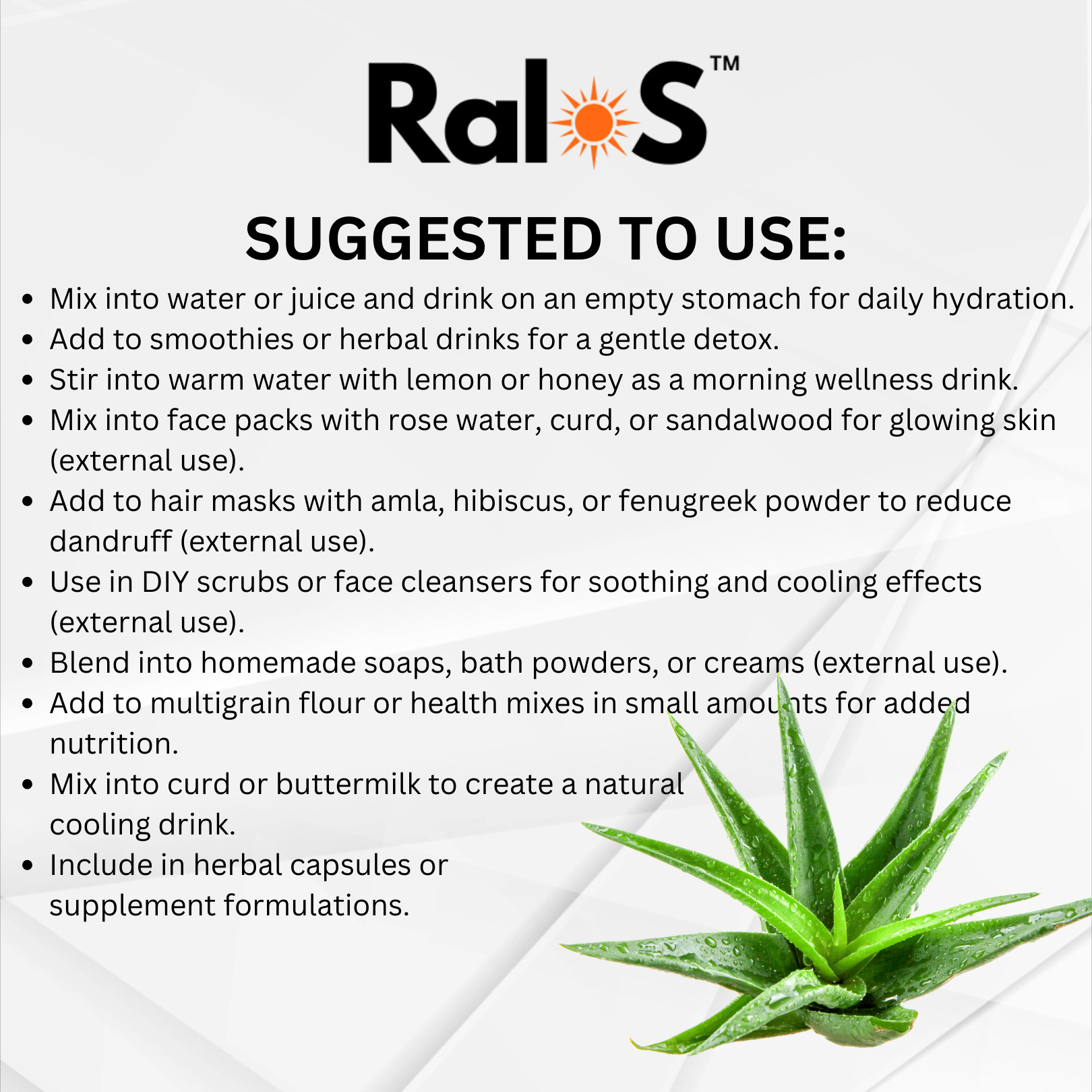 Aloe Vera Powder | External Use Only | Natural Skin & Hair Care | Herbal Wellnes