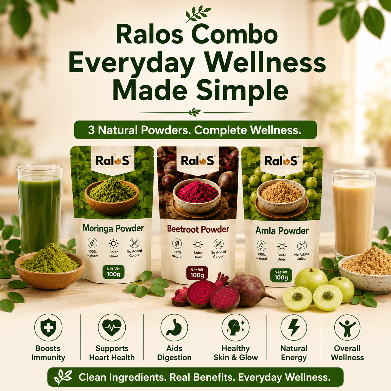 Moringa Beetroot Amla Powder Combo | Ralos Wellness